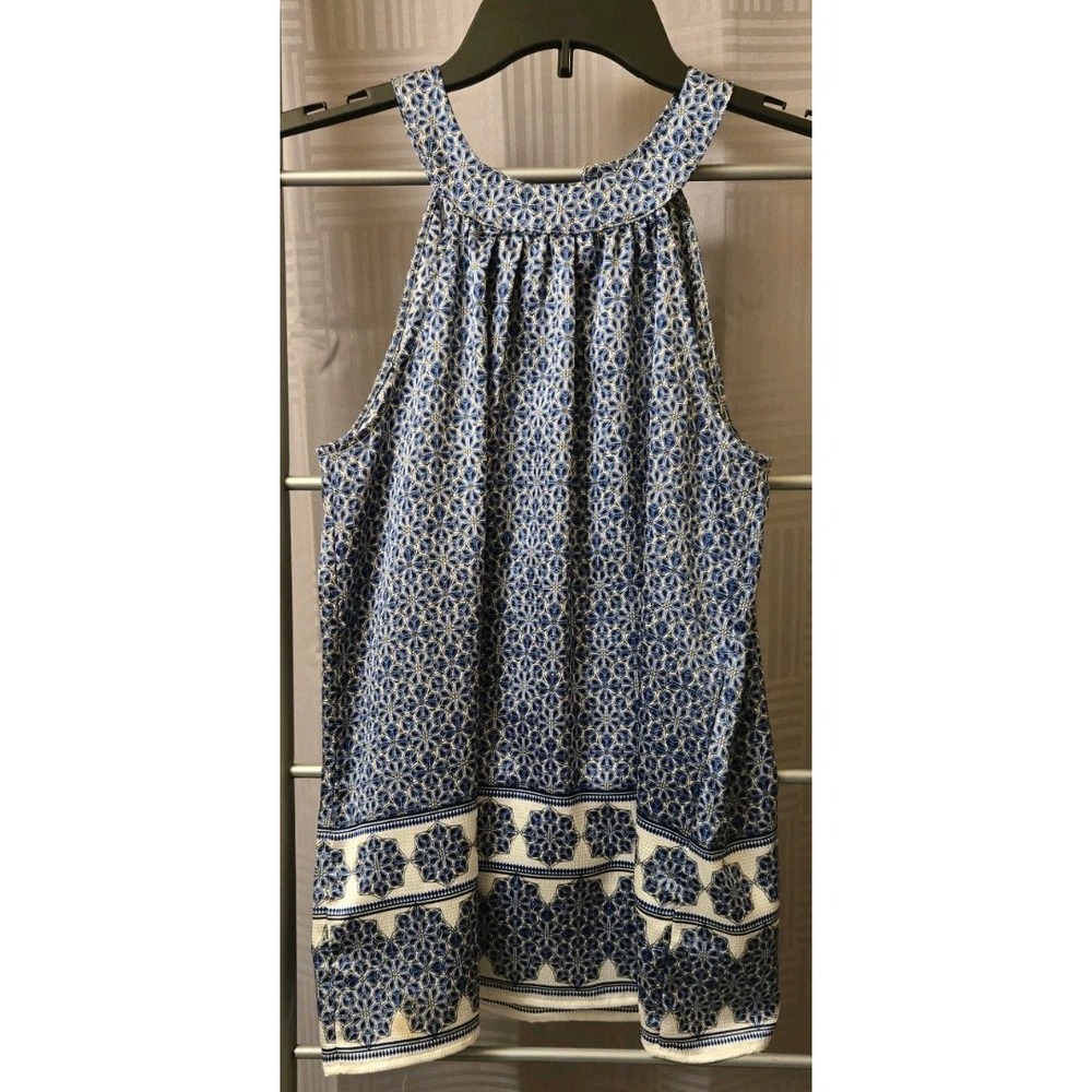 The Limited Women Sz Small Blue White‎ Geometric Print Sleeveless Blouse Shirt